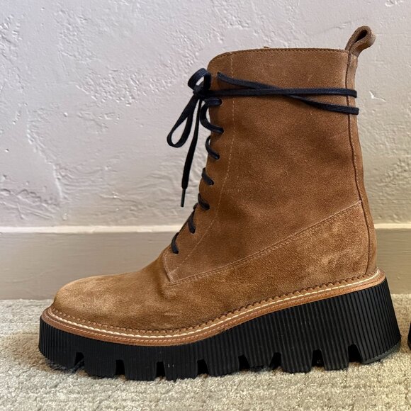Freda Salvador Billie Platform Suede Combat Boots (size 6.5) + FS bag - Picture 4 of 8
